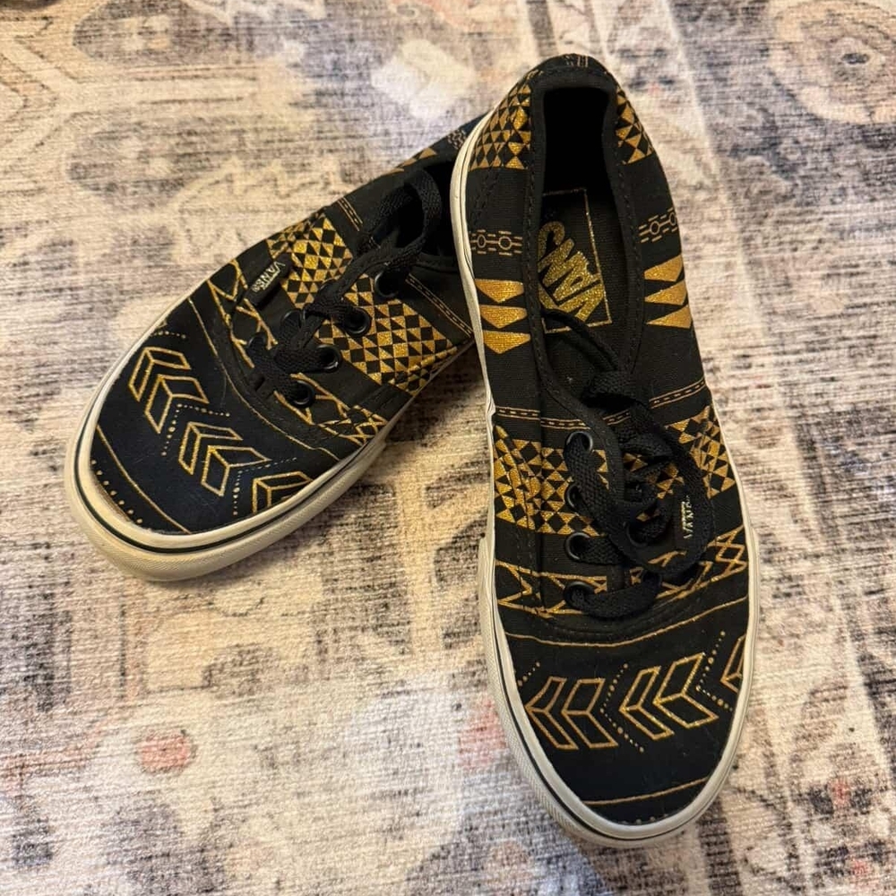 Vans Black and Gold Patterned Women's Shoes